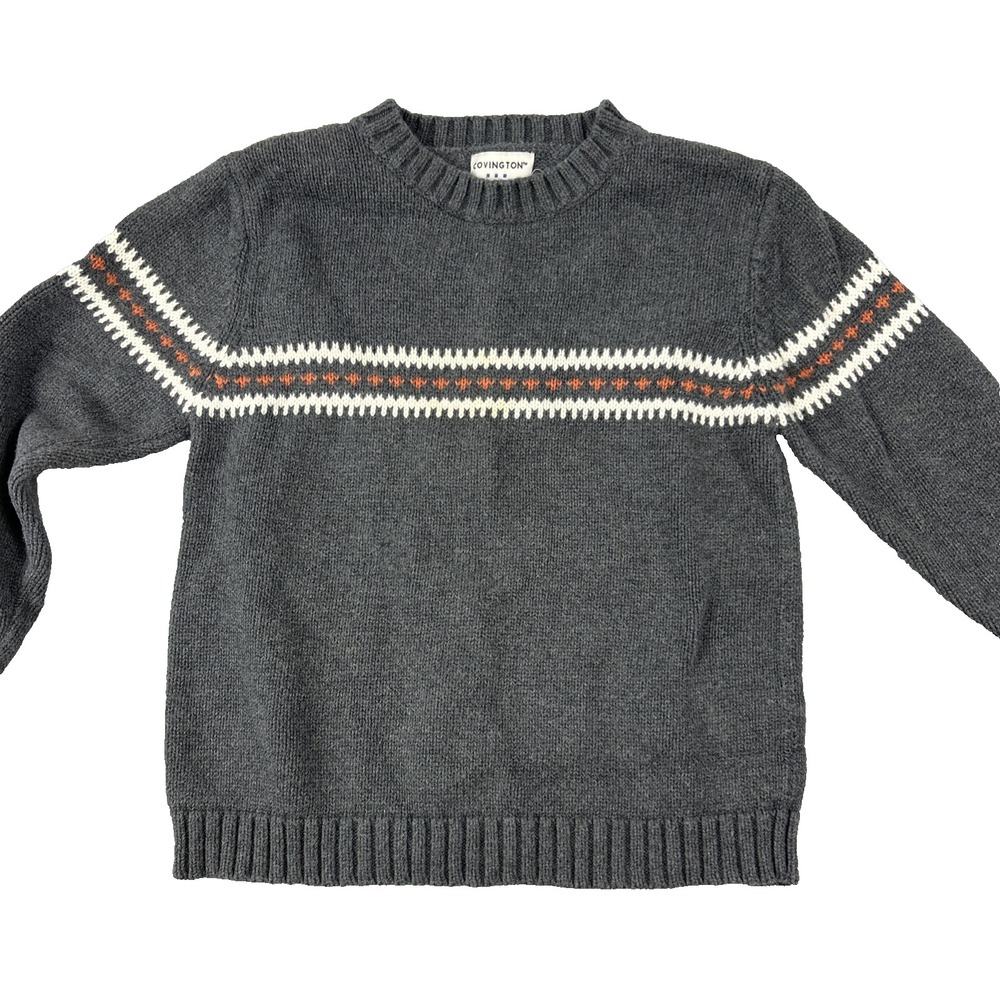 Covington Kids Vintage Sweater Size M 5/6 Gray Knit Winter Fair Isle‎